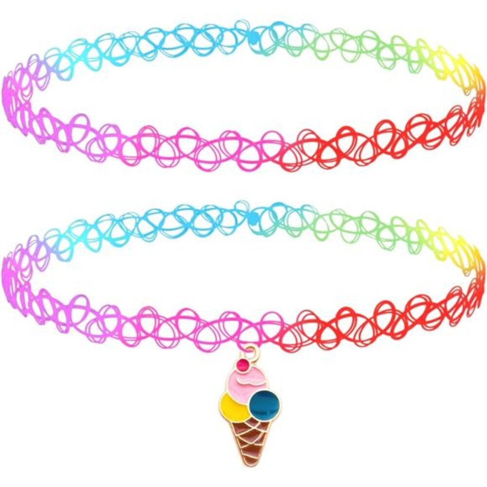 BodyJ4You 2PC Tattoo Choker Necklace - 90s Choker Necklace Women - 2000s Y2K